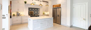 spraying kitchen cabinets